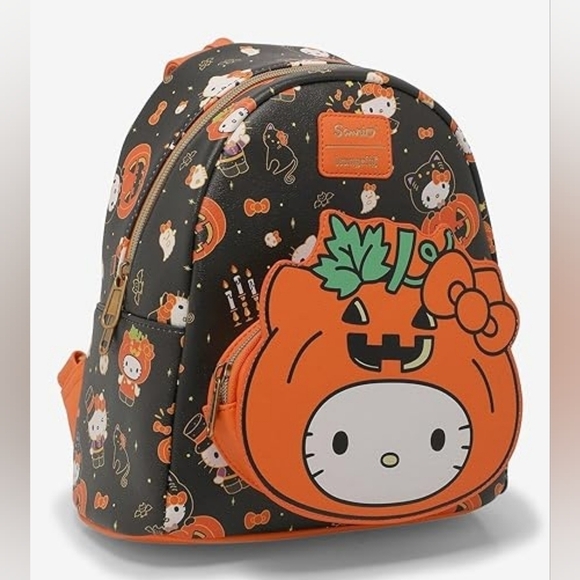 Hello Kitty Loungefly Pumpkin Mini Backpack – Halloween Edition - NWT main image 7